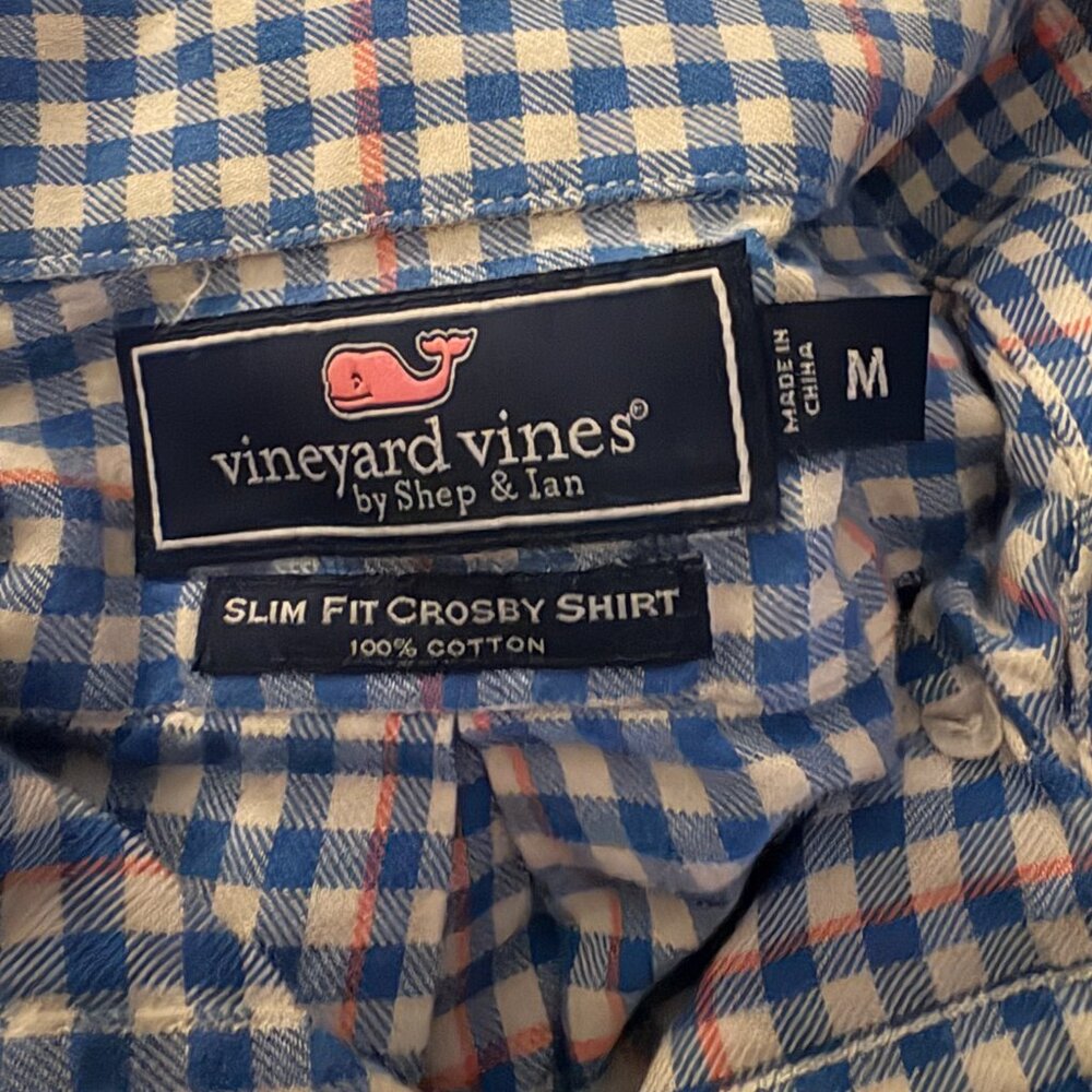 Vineyard Vines 2 Men's Slim Fit Whale/Crosby Blue Checkered Long Sleeve Shirt M - Picture 9 of 9